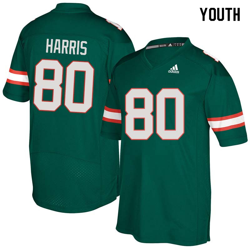 Youth Miami Hurricanes #80 Dayall Harris College Football Jerseys Sale-Green
